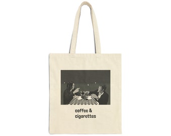 Coffee and Cigarettes inspired illustration - Cotton Canvas Tote Bag