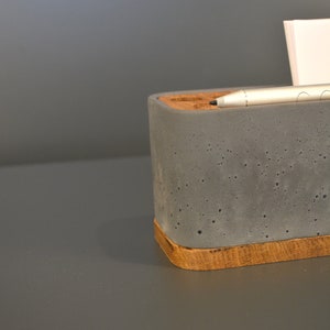 Stifthalter grau Notizblock-Box Eiche Stifthalter Schreibtischaufbewahrung Beton und Eiche Betondekoration 18x6x7cm Bild 6