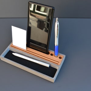 Schreibtischorganisation aus Beton, Smartphonehalter mit Ablage für den Schreibtisch Bild 6