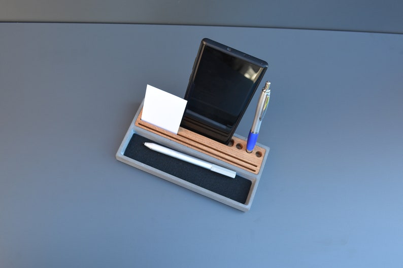Schreibtischorganisation aus Beton, Smartphonehalter mit Ablage für den Schreibtisch Bild 7