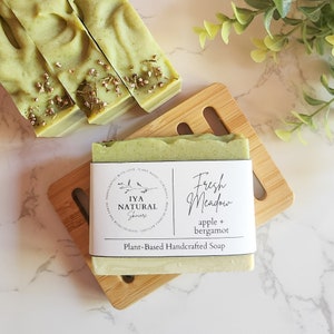 Fresh Meadow Handmade Soap - 5.2 oz Vegan Cold Process Soap - with Spinach Powder