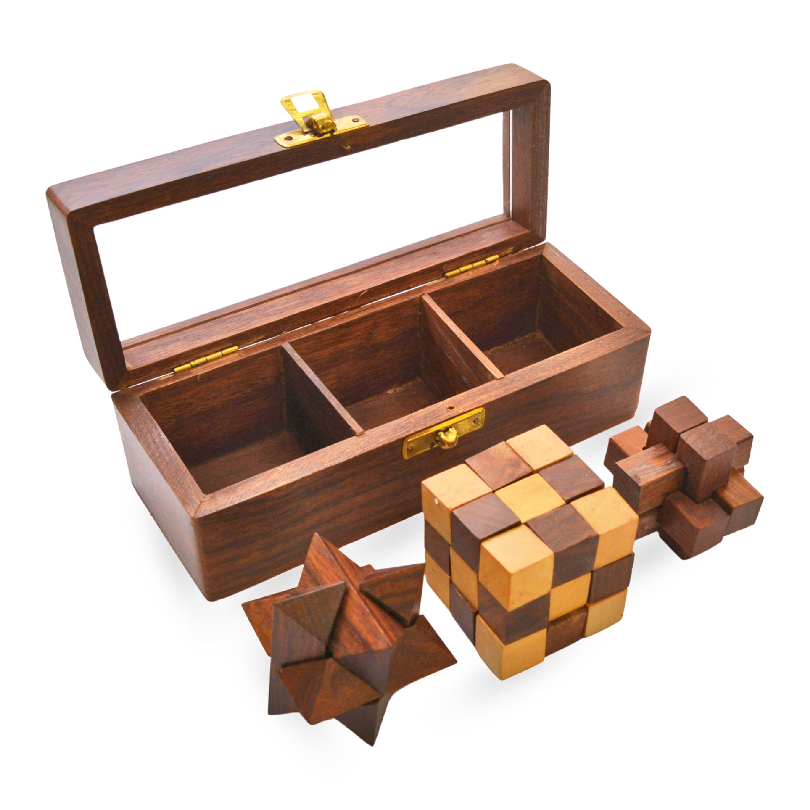 Wooden Puzzle Box 3in1 Puzzle Gifts Game Gift Combo Etsy