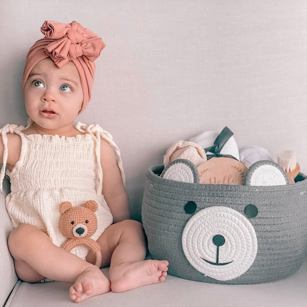 Mini Bear basket 'Gift Set'  for baby shower, mother-to-be, neutral color easy for gift prepare, Toy/ Pet /Kids basket
