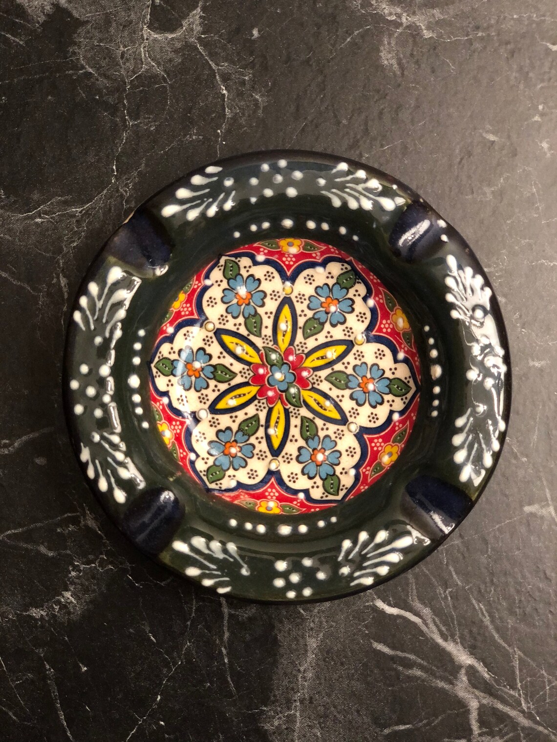 Handmade Ceramic Ashtray Hand Painted Etsy