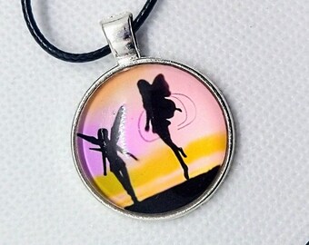 Alternative Silver Fairy Pendant Necklace Adjustable Leather Cord Chain