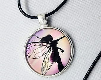 Alternative Fairy Silver Pendant Necklace Adjustable Leather Cord Chain