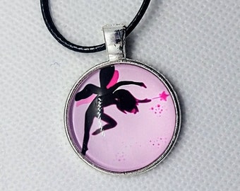 Alternative Silver Fairy Pendant Necklace Adjustable Leather Cord Chain