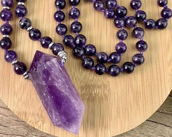 Grote amethist ketting, grote kristallen ketting