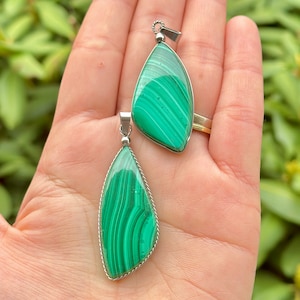 Malachite Pendant, Genuine Malachite Stone