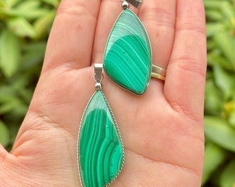 Malachite Pendant, Genuine Malachite Stone