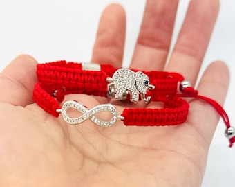 Red Bracelet, Elephant  Bracelet, Infinity lucky charm Jewelry