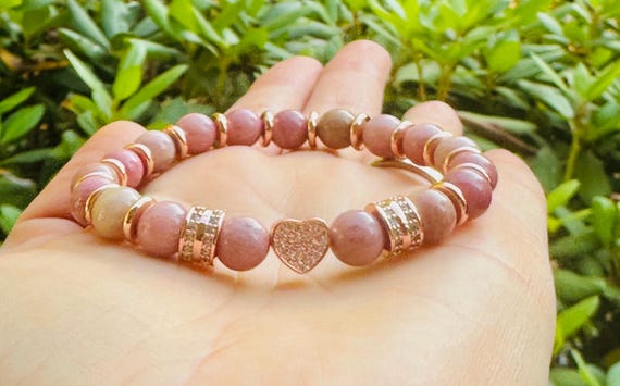 Rhodonite Natural Stone Beaded Bracelet