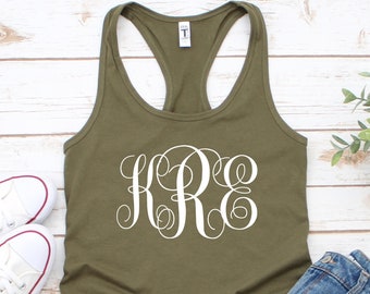 Inexpensive monogrammed tank top,cheap monogram gift,Unisex custom tank top,personalized gift,custom monogram tank top,women custom Gift