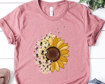 Sunflower Bee T-shirt, Bee T-shirt, Positive T-shirt, Motivational Shirt, Inspirational Shirt, Love is Kind, Bee Shirt,Shirt With Bee,