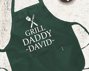 Personalized Apron for Men, Grill Daddy Apron, Father's Day Gift, Custom Mens Apron, Grill Apron for Men,  Chef Gifts, Chef Apron