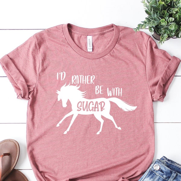 I'd Rather Be With My Horse Shirt, Custom Horse T-Shirt, Equestrian Shirt, Personalized Equestrian T-Shirt, Horse riding shirt, Gift horse