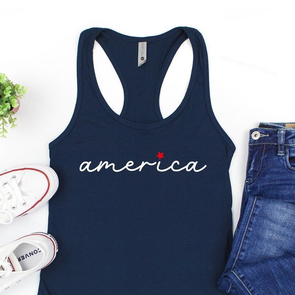 America Tank Top, Womens 4th of July Tank Top, Cute 4th of July Shirt,  Patriotic Tank top, Independence Day tank top, 4th July Tank Women