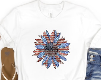 America Sunflower Shirt, USA Flag Flower T Shirt, Independence Shirt, Fourth Of July Shirt,Patriotic Shirt, Freedom TShirt,Gift For American