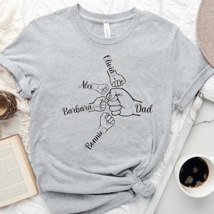 Custom Fist Bump Dad Shirt, Dad Shirt With Kids Names, Father&#39;s Day Gift, New Dad Shirt, Personalized Grandpa Shirt, New Dad Gift, Dad Tee