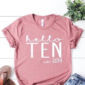Hello Ten Leopard Shirt, 10th Birthday Shirt, Hello 10th, Birthday 