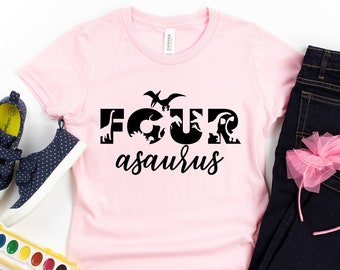 Four asaurus,Dinosaur Shirt, 4th Birthday shirt,Dinosaur birthday,Dinosaur party,fourth birthday,custom saurus shirt, four year old shirt