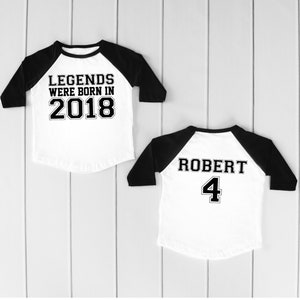4th Birthday Shirt, Birthday gift, Legends Were Born In Shirt, Four Year Old Birthday Gift, Forth Birthday Gift, Birthday Name Shirt,Number