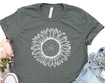 Sunflower , Sunflower Shirt, Floral Tee Shirt, Flower Shirt, Garden Shirt, Womens Fall Shirt, Sunflower Tshirt, Sunflower Shirts.Wildflower