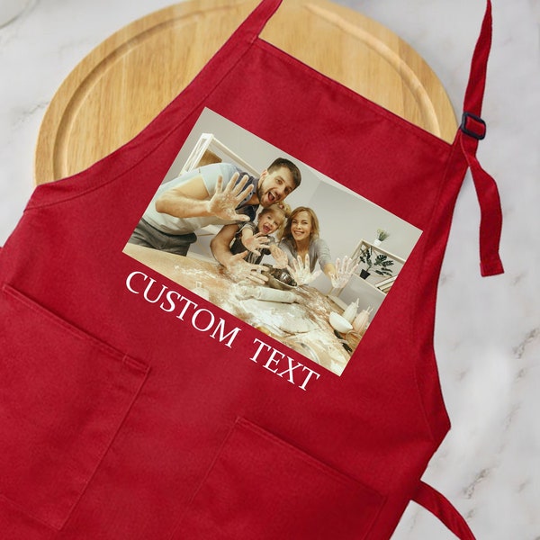 Custom Photo Apron, Picture Chef Gift Apron, Custom Text Apron, Personalized Gift Apron, Adjustable Photo Apron,  Cute Apron, Gift