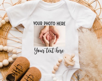 Custom Photo Baby Bodysuit, Your Photo Here Baby Bodysuit, Personalized Photo Kids Shirt, Custom Text Kids Shirt,  Personalized Baby Gift