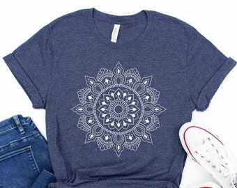 Mandala Shirt, Yoga Shirt, Cute Spring Shirt, Cute Shirt for Woman, Cute Mandala Shirt, Gifts for Her, Flower Shirt Pretty, Minimalist Shirt