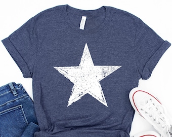 Star Shirts,  Big Star Shirt, Vintage Shirt, Funny Shirt, Distressed Star Shirt, 4th of July Shirt, Star Shirt Women, Men's Star Shirt