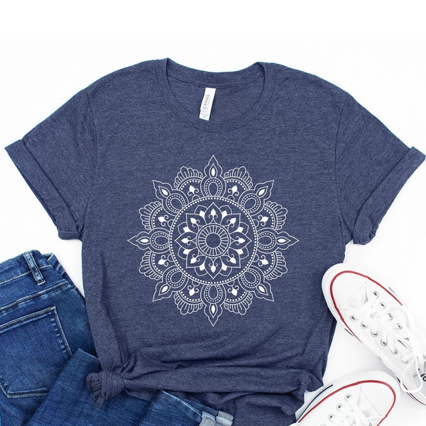 Mandala Shirt, Yoga Shirt, Cute Spring Shirt, Cute Shirt for Woman, Cute Mandala Shirt, Gifts for Her, Flower Shirt Pretty, Minimalist Shirt