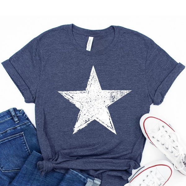 Star Shirts,  Big Star Shirt, Vintage Shirt, Funny Shirt, Distressed Star Shirt, 4th of July Shirt, Star Shirt Women, Men's Star Shirt