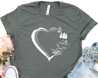Camp Lover Shirt, Camping Heart Shirt, Camping Heart Shirt, Family camping,Adventure Shirt, Nature shirt, Camper Shirt, Hiking shirt,Camping