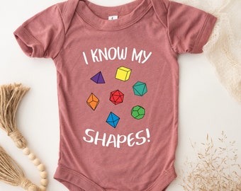 I know my shapes!, Baby Shower Gift, Gamer Baby, Dnd Gifts, Dnd Onesie®, DnD Birthday Gift, Funny Unisex Baby Short Sleeve One Piece