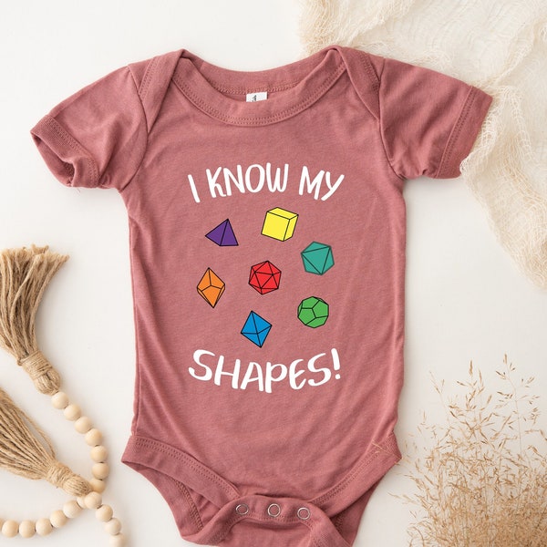 I know my shapes!, Baby Shower Gift, Gamer Baby, Dnd Gifts, Dnd Onesie®, DnD Birthday Gift, Funny Unisex Baby Short Sleeve One Piece