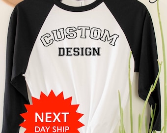 Custom Raglan With Logo, Photo, Personalized Baseball shirt for Kids, Add Your Text, Design your own Raglan,Graphic Tee Gifts, Custom Raglan