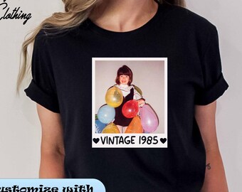Custom Photo and Year Shirt, Custom Birthday Shirt, 40th Birthday Shirt, 50th Birthday Shirt, Custom Birthday Gift, Polaroid Photo Shirt