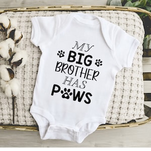 My Big Brother Has Paws Onesie®, Baby Onesie®, Baby Bodysuit, Baby GiftFunny Baby Bodysuit, Baby Shower Gift, Dog Onesie®,  Dog Onesie®,