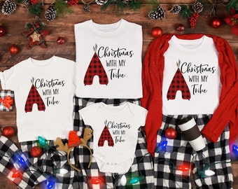 Christmas with my tribe Shirt,Christmas Shirt,Buffalo Plaid Christmas Shirt, Christmas t-shirt, Family Christmas,Christmas Gift,Family Shirt