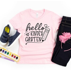 Hello Kindergarten Shirts, Teach Love Inspire Shirt, Back To School Shirt,First Grade Teacher Tee,Teacher Appreciation Tee,1st day of school
