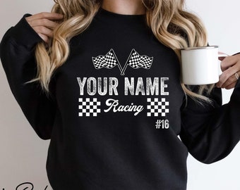 Personalized Race Sweatshirts With Number And Name, Custom Racing Your Name Sweatshirts, Gift For Race Lover Hoodie, Personalization Racer