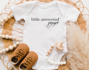 Little Answered Prayer Baby Onesie®, Coming Home Outfit. Baby Shower Gift, Pregnancy Announcement,Religious Onesie®, Blessed Baby Onesie®