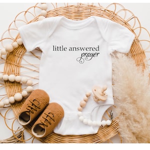 Little Answered Prayer Baby Onesie®, Coming Home Outfit. Baby Shower Gift, Pregnancy Announcement,Religious Onesie®, Blessed Baby Onesie®