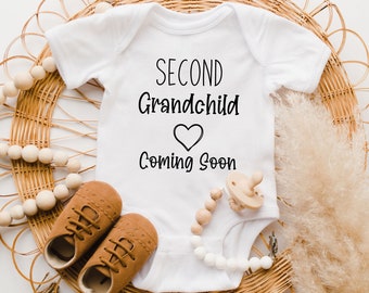 Second Grandchild Coming Soon Onesie®, Baby Onesie®, Grandchild Onesie®, Second Grandbaby Onesie®, Cute Baby Announcement, Grandchild Reveal