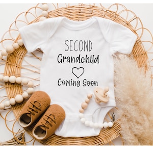 Second Grandchild Coming Soon Onesie®, Baby Onesie®, Grandchild Onesie®, Second Grandbaby Onesie®, Cute Baby Announcement, Grandchild Reveal