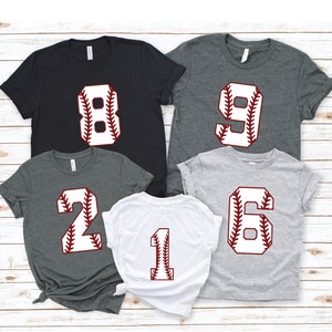 Baseball Numbers Shirt T-Shirt, Baseball Custom Birthday Shirt, Personalized Baseball Name Shirt, Custom Birthday shirt Toddler Boy Girls