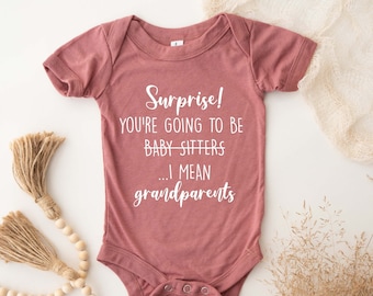 Surprise You're Going to Be Babysitters, Funny Grandparents Onesie®,Grandparent Onesie®, Family Baby Announcement, Pregnancy Announcement