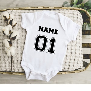 Customized Newborn Football Personalized Infant Onesie® Name and Number Custom Jersey for Kids Newborn Size Shirt Tee, Football Onesie®