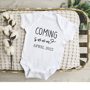 Coming Soon Onesie®, Pregnancy Announcement, Baby Announcement, Pregnancy Reveal, Personalised Pregnancy Baby Announcement, Coming Soon